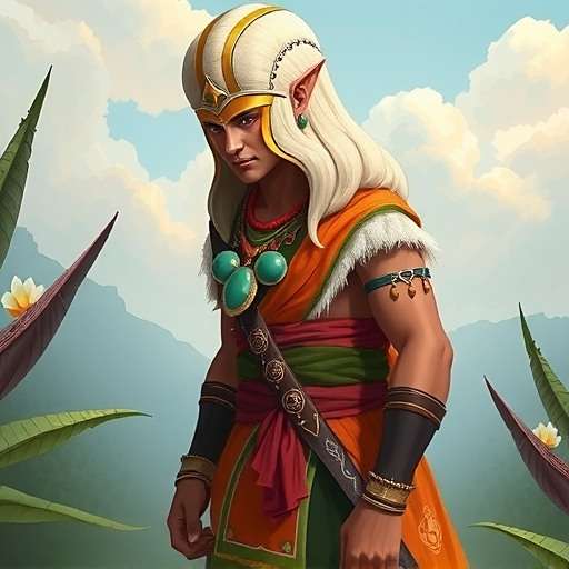 Arjun - Protagonist Arjun, the protagonist of Fennel Mystic Journey, wearing traditional warrior attire